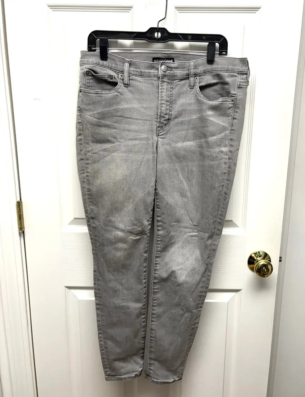 J Crew Mercantile Jeans, Mid Rise, Gray Straight Leg, Women's Size 31